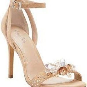 Charles David Rainey Nude KSC kid Suede CR Beading Size 11 M Stiletto Pump